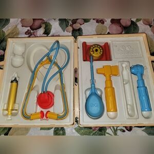 Vintage Fisher-Price Medical Playset – Red, Blue & Yellow Pretend Doctor Kit
